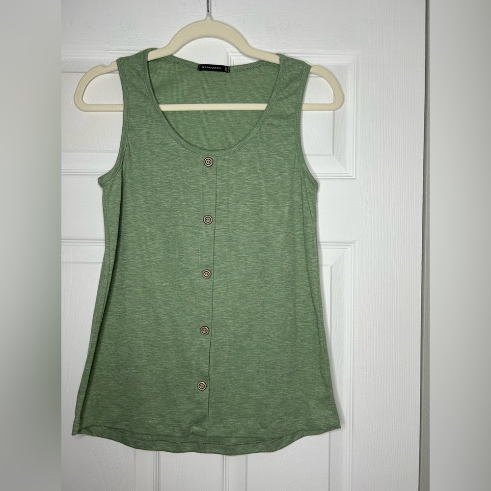 Staccato Sage Green Sleeveless Button Tank
